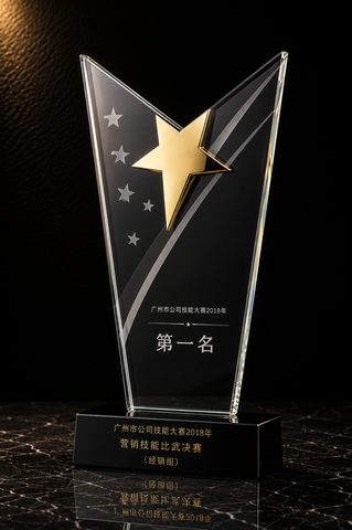 V Star Crystal Award - custom crystal awards with your logo